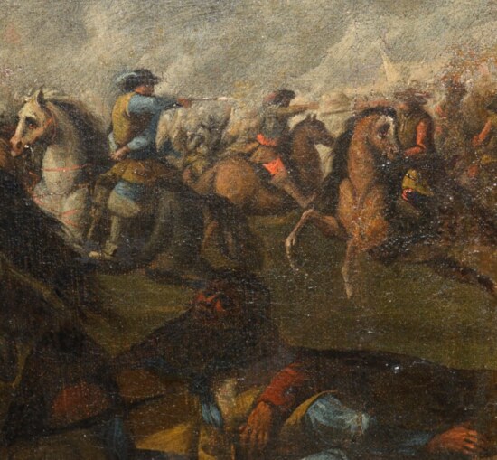 ﻿Oil Painting of Thirty Years War Cavalry Battle, ca. 1720 - Antique ...