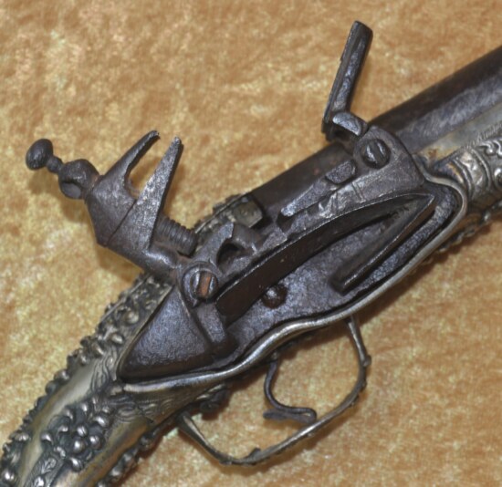 Silver-stocked Albanian Rattail Miquelet Pistol, Early 19th C - Image 3