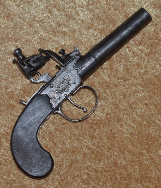 English Flintlock Pocket Pistol, ca. 1820